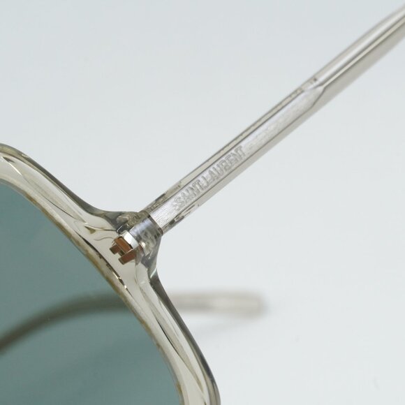 Saint Laurent SL591 003 Sunglasses Beige Square Frame, Green Lenses main image 4